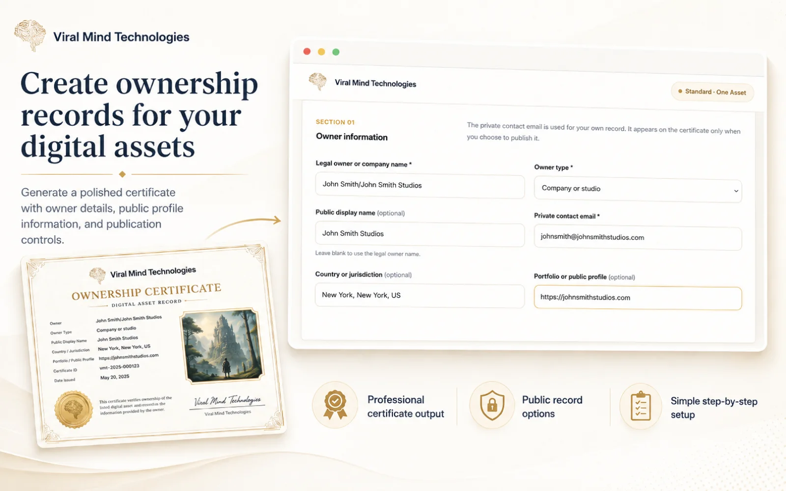 Proof of Ownership asset record interface